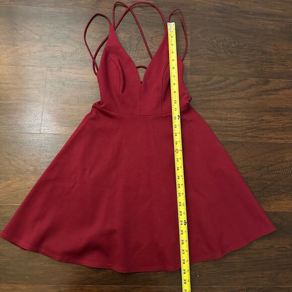 Lulus Believe in Love maroon strappy open-back fit & flare mini dress size S - Picture 10 of 12
